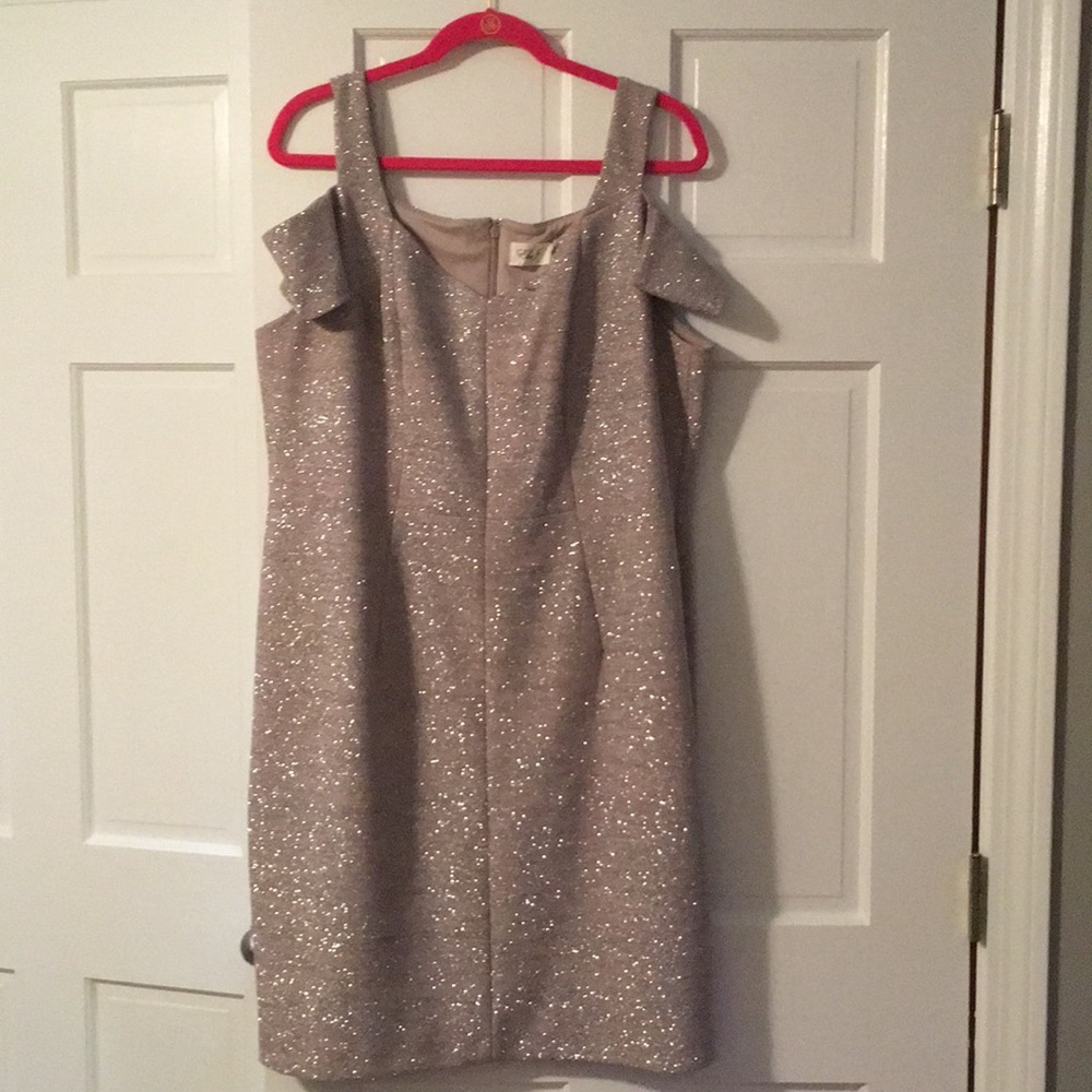 EUC Eliza J glitter dress 14w blush/silver color